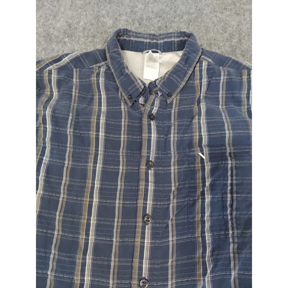 The North Face Shirt Mens XL‎ Blue Plaid Roll Tab Sleeve Outdoor Hiking Utility